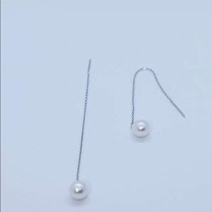 100% Freshwater pearl thread 925 silver earrings
